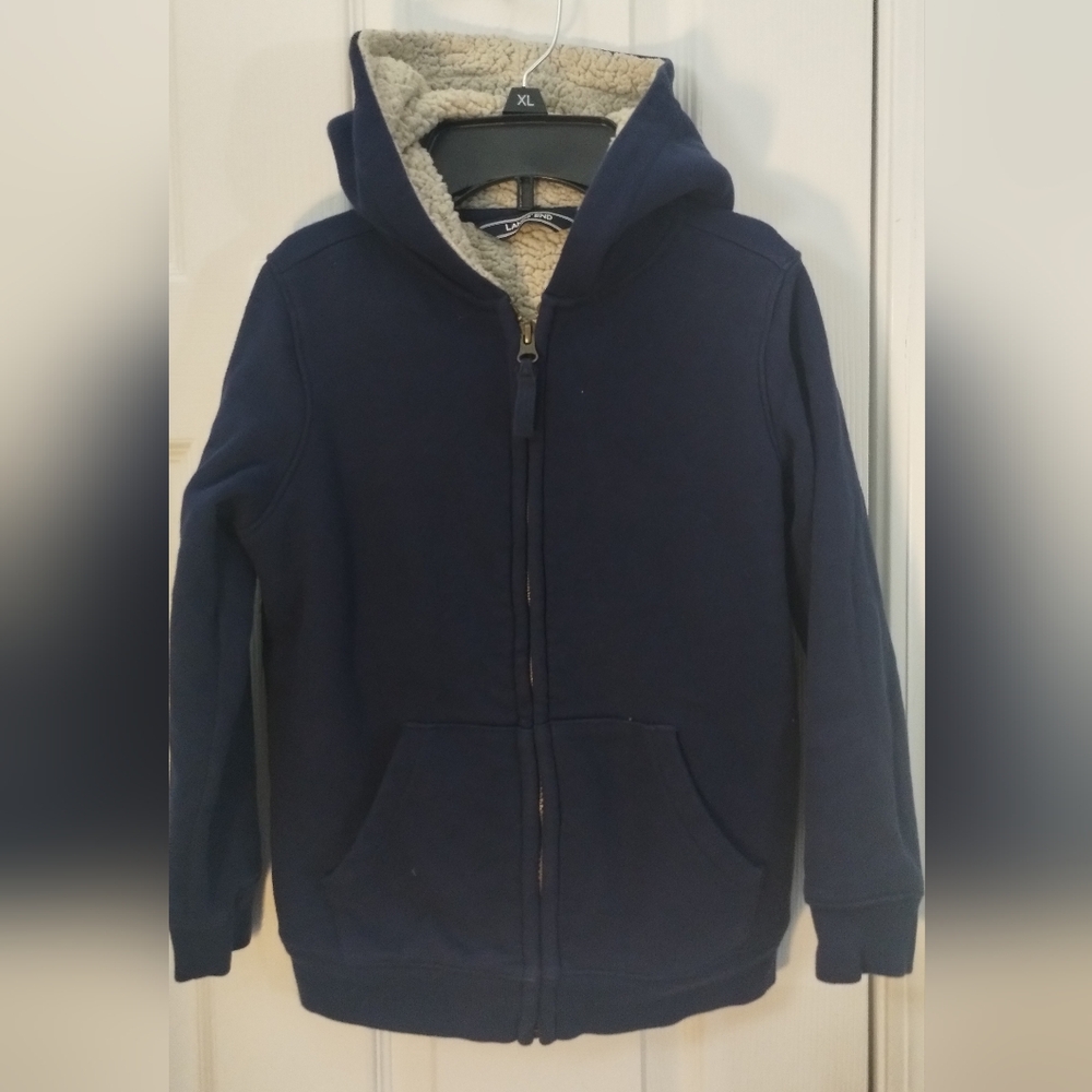 Youth Lands' End Full Zip Blue Sherpa-Lined Hoodie